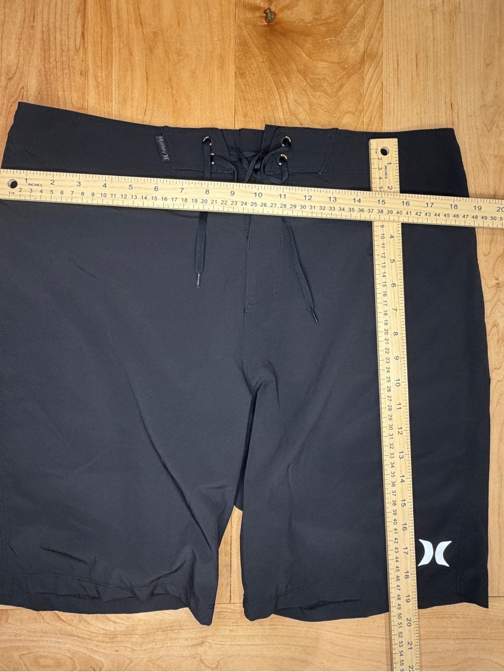 Hurley Black Swim Shorts with Lace-Up Waist
